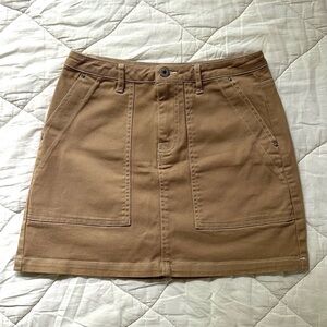High Waisted Tan Jean Skirt